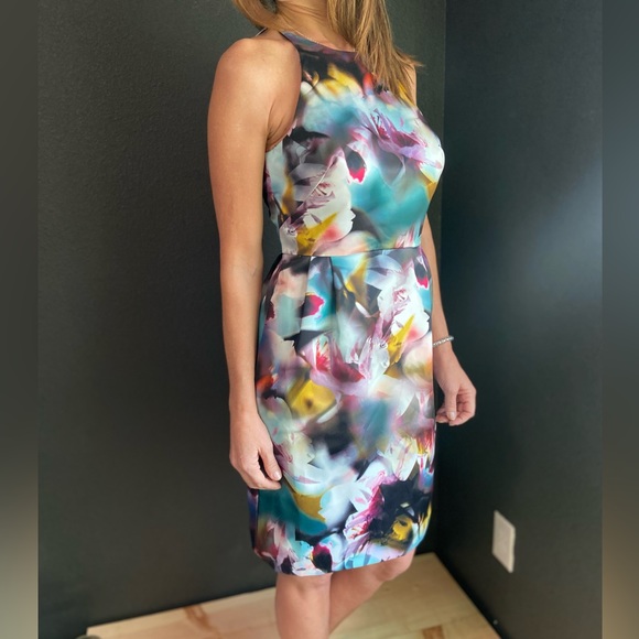 MONIQUE LHUILLIER DRESS FLORAL SZ 2 - Picture 2 of 13